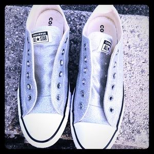 Silver platform Glitter Converse ! Size 9.5